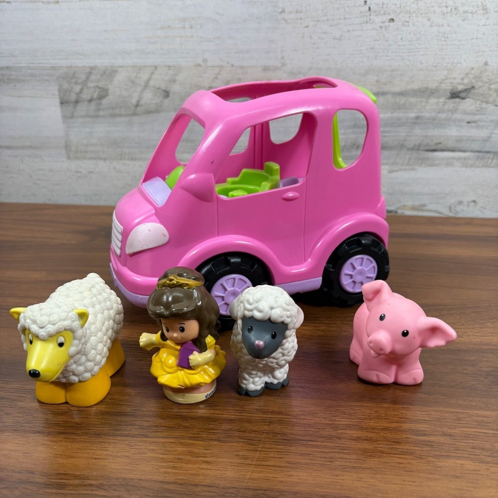 Fisher Price Little People Pink All Around Car, Beauty and the Beast Qty 5 2013